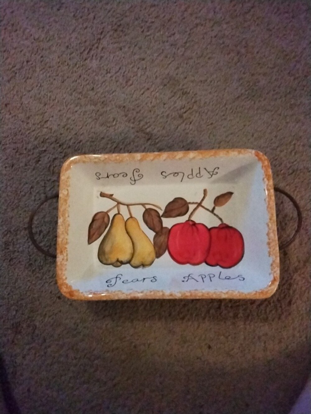 PAI Hand-Painted Pears & Apples Decorative Serving Tray
